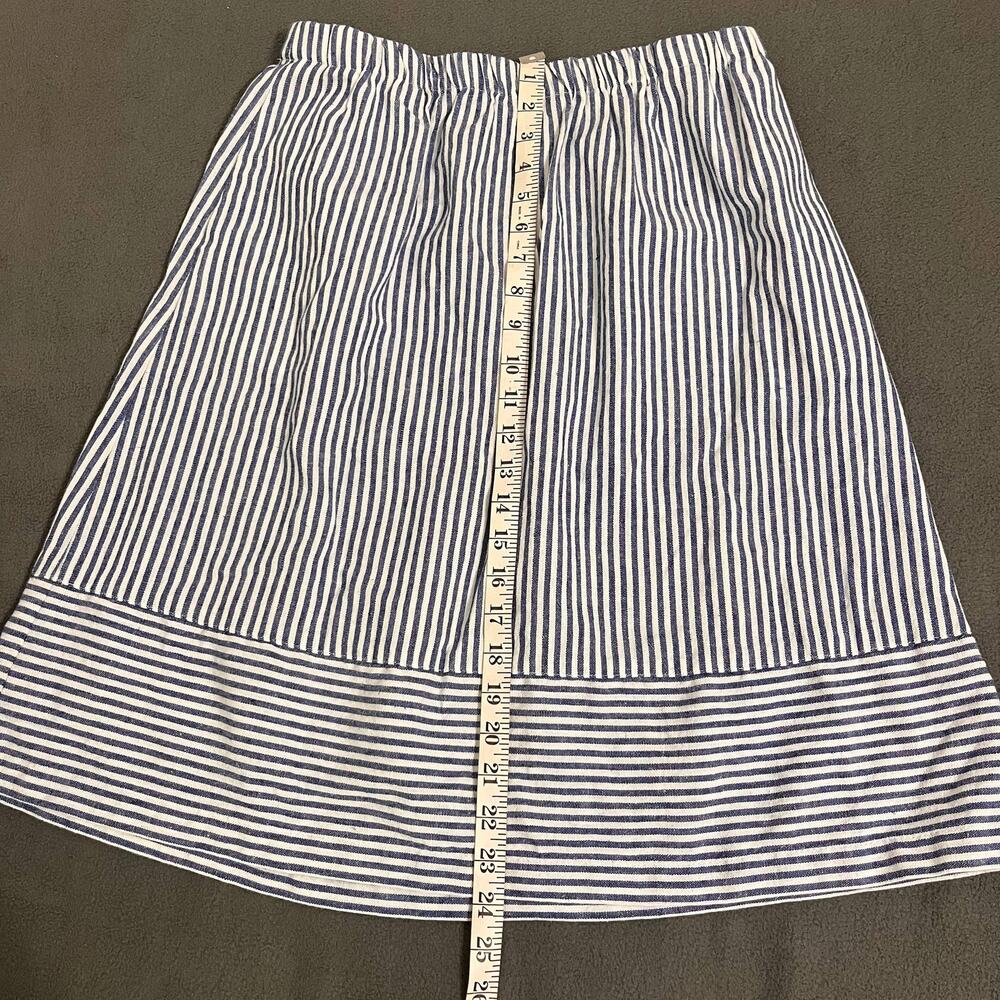 J.Crew Linen Blend Skirt Women Medium Blue White Stripe Coastal Preppy Nautical - Picture 5 of 7